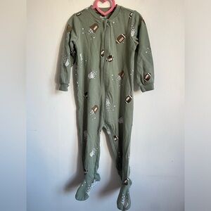 Pekkle Organic Cotton Unisex One Piece Pyjama - Green Football - 18 Months